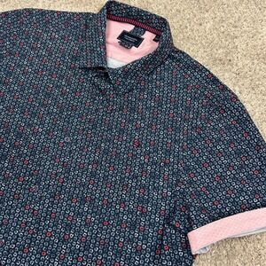 7 Diamonds Shirt My Universe Large Blue 4 Way Stretch Short Sleeve Geometric